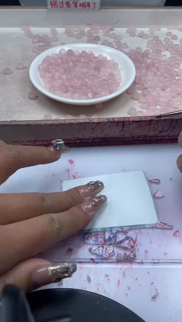 【闪购商品】水晶颈饰未镶嵌w2375粉水晶算盘8*4mm*40颗