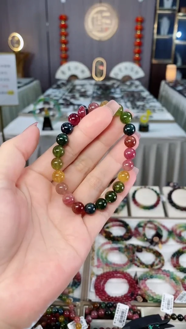 未镶嵌收藏级老矿碧玺单圈手串8mm+碧玺hon多样性发货一条