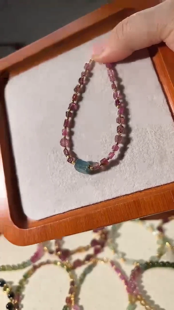 手链银S925镶嵌碧玺6244