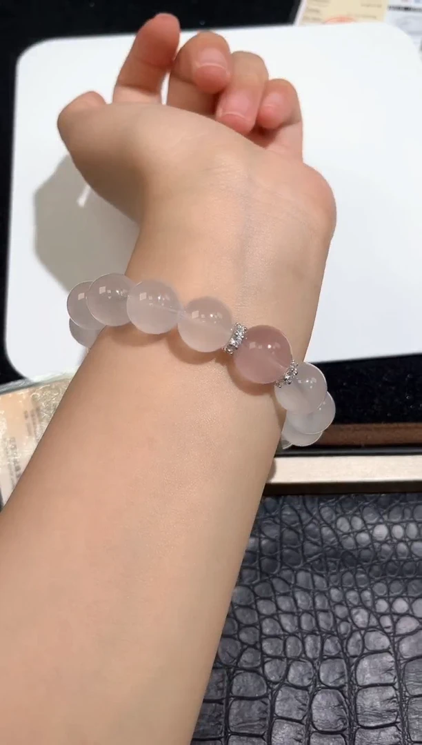 未镶嵌手链水晶9号原创奶白晶单圈13+mm