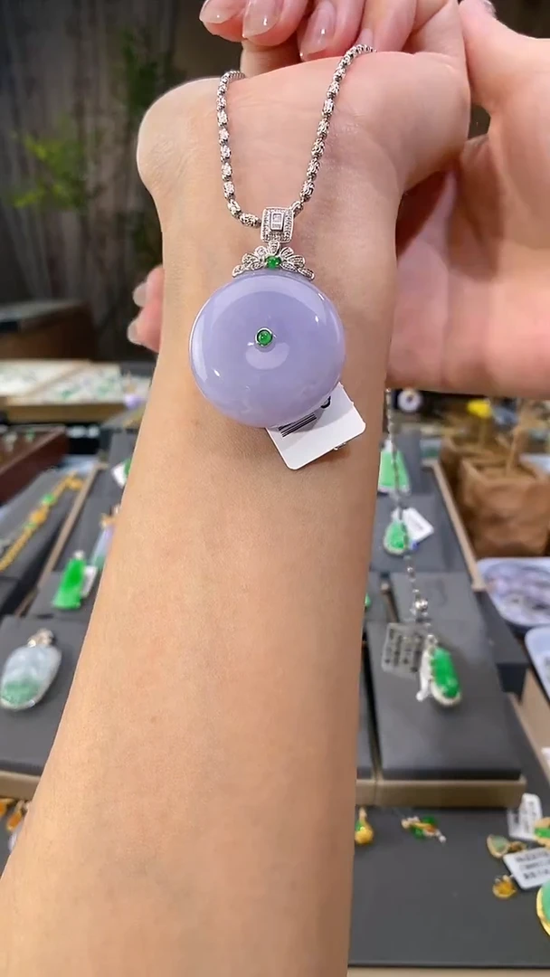 吊坠(不含链)18K金镶嵌翡翠平安扣