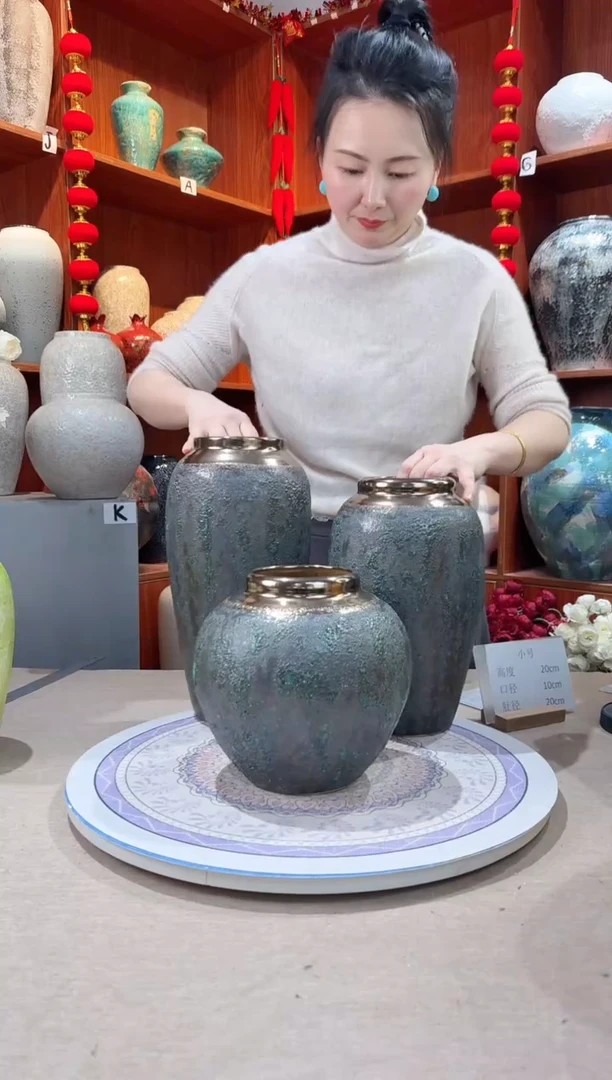 【闪购商品】瓶陶瓷花瓶 无花 青铜三件套