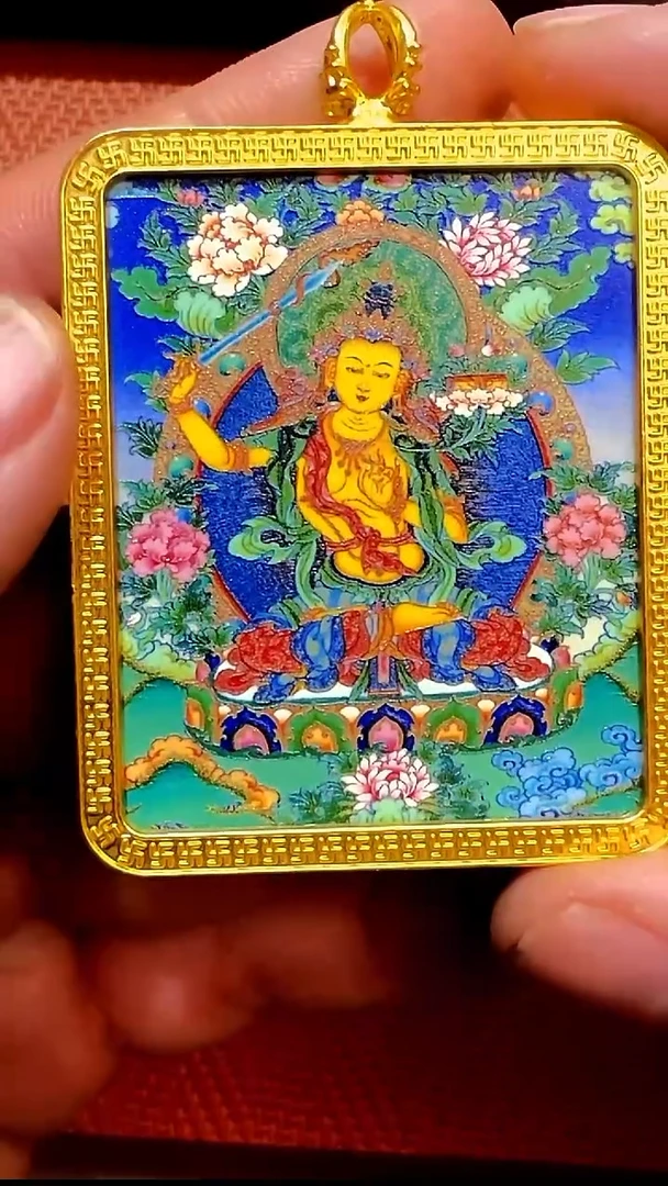 吊坠嘴哥严选——1221瓷片文殊菩萨唐卡