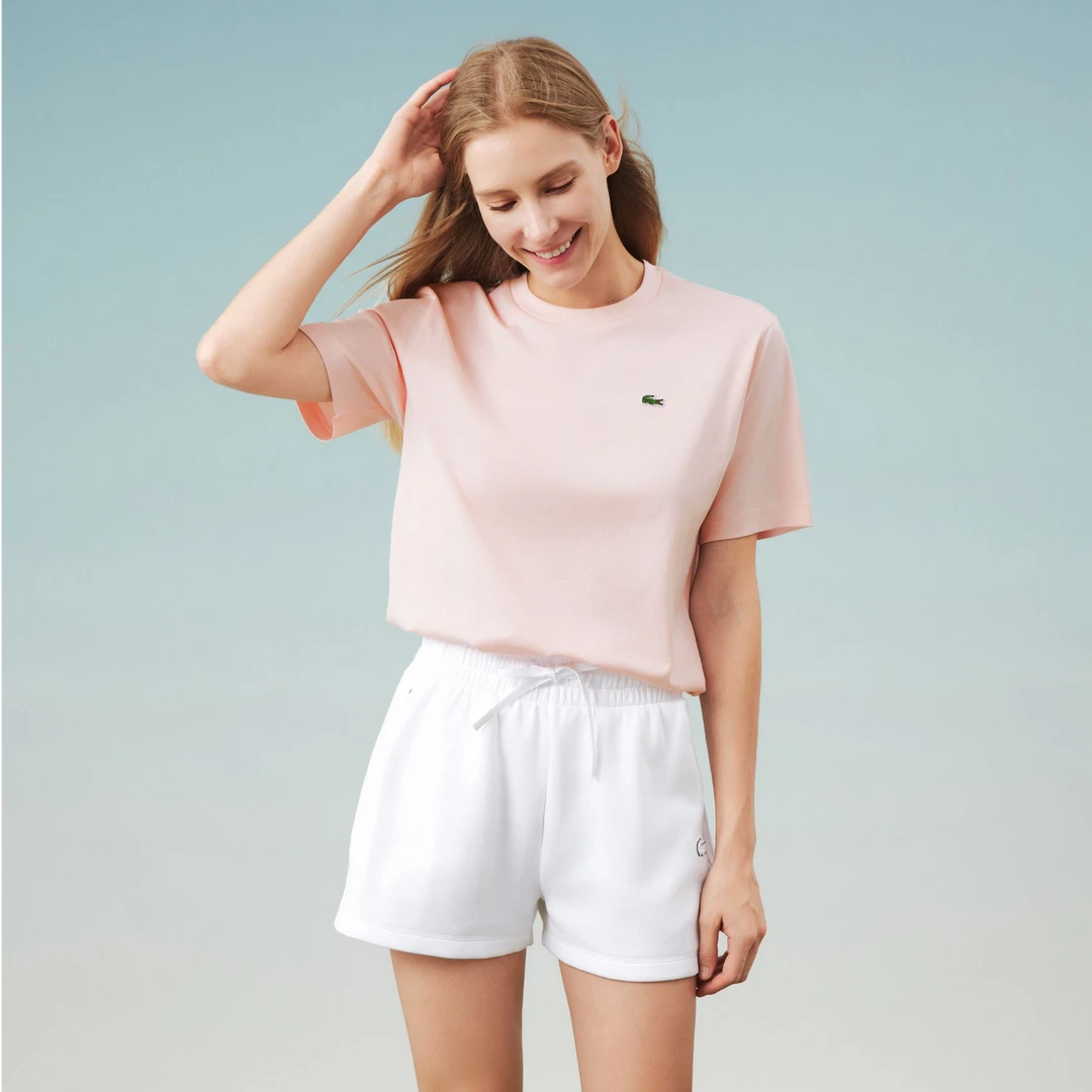 LACOSTE法国鳄鱼女装新款百搭纯棉宽松圆领短袖T恤|TF7215