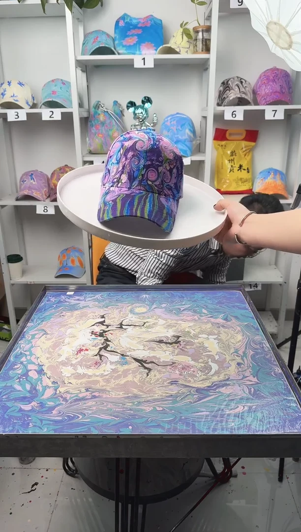 纯棉成人款花花图案水拓帽