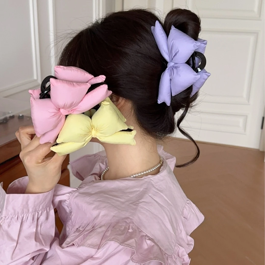 彩色立体充棉小众设计感公主风蝴蝶结发饰抓夹女