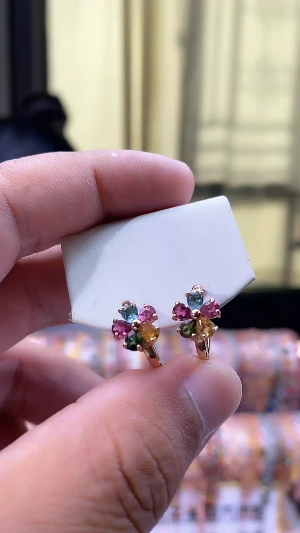 耳扣银S925镶嵌碧玺3452534354345354