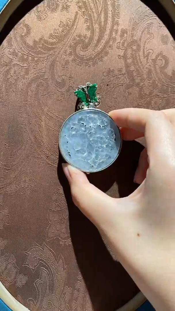 【闪购商品】翡翠吊坠(不含链)银S925镶嵌红翡绿翠 06号