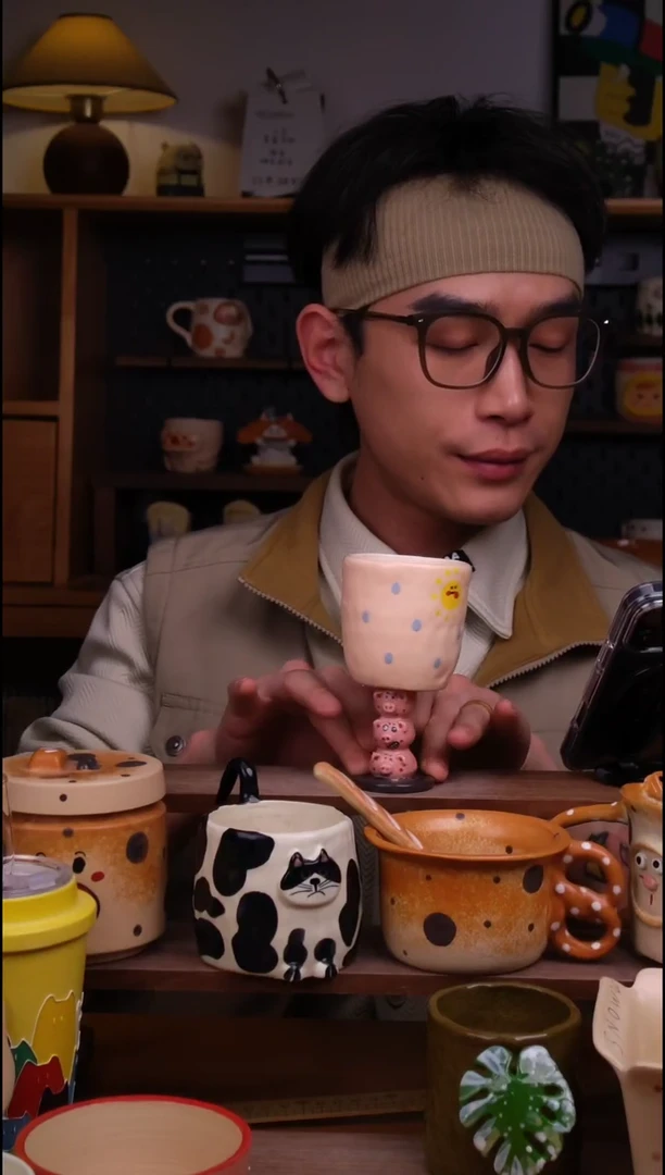 杯子陶景德镇可爱设计师款陶瓷