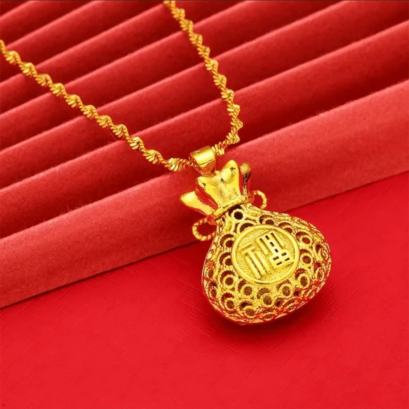 【元旦福利】女士锁骨链复古镂空丝福袋吊坠项链A1