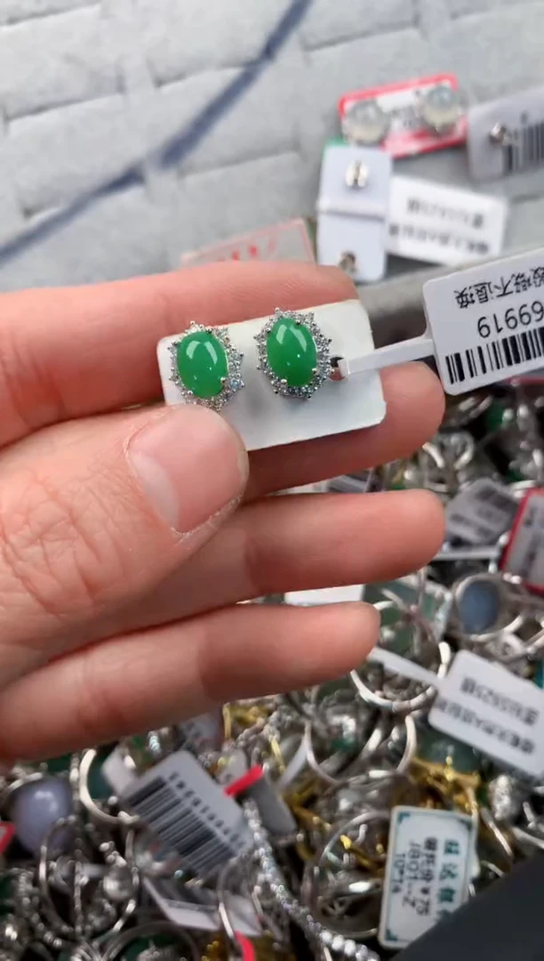 银S925镶嵌戒指翡翠5          10