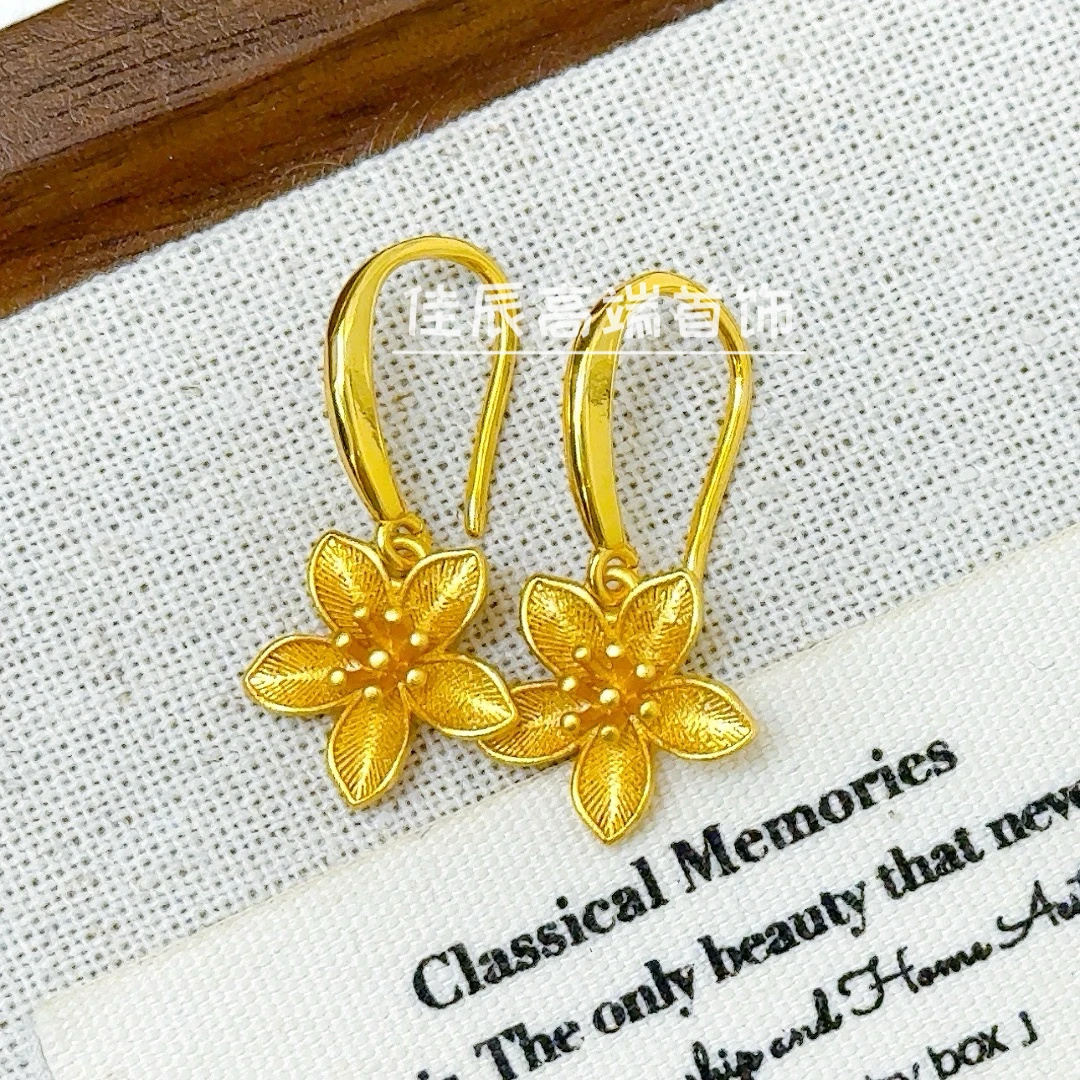 高定精工百合花耳环首饰-496