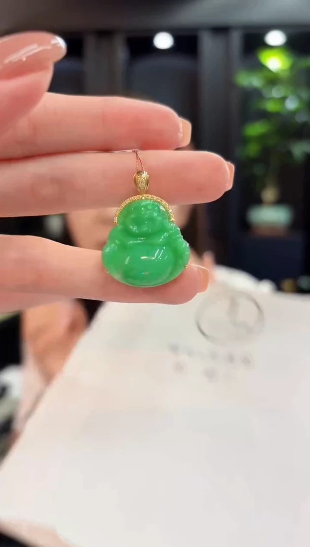 吊坠(不含链)18K金镶嵌翡翠 缅甸A货/支持复检/一件