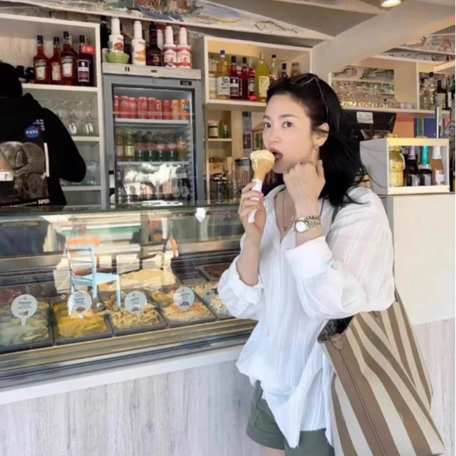 韩国订单25宋慧乔同款通勤复古纯色白衬衫显瘦条纹感衫衣312-Q