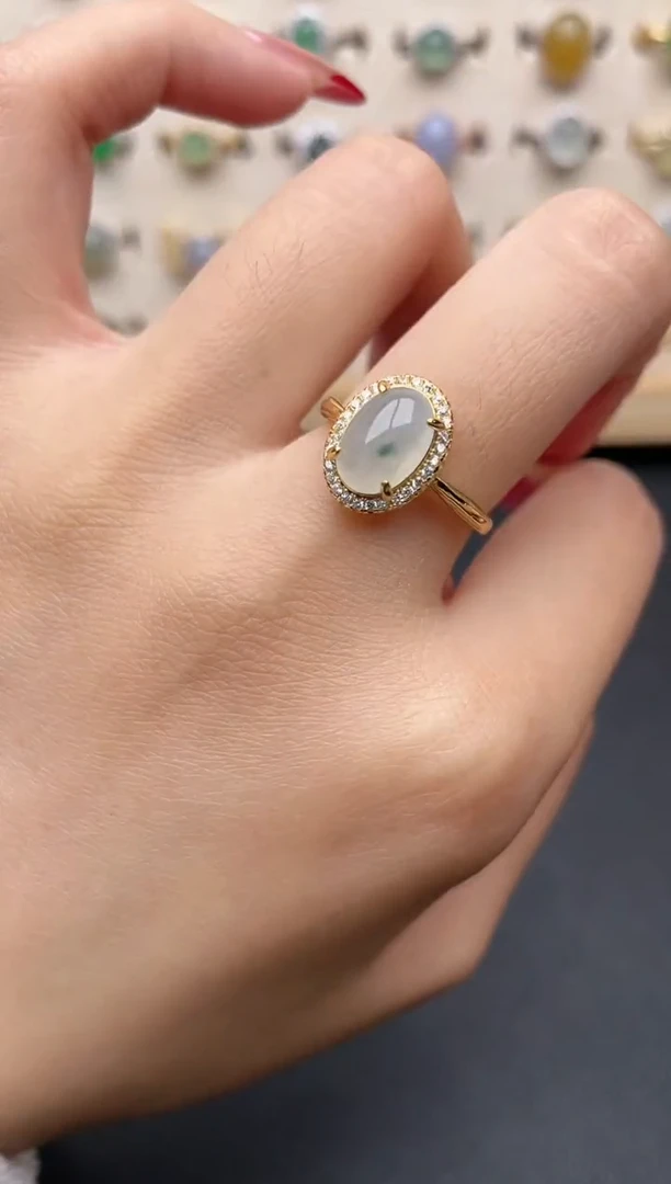 【闪购商品】翡翠戒指银S925镶嵌一物一证一礼盒