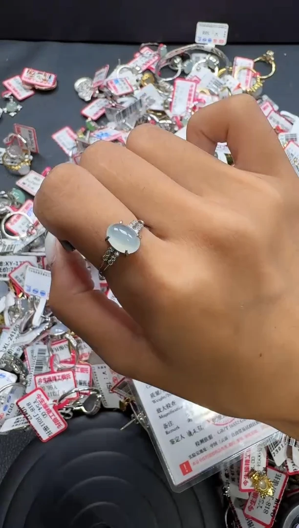 翡翠戒指银S925镶嵌戒指293