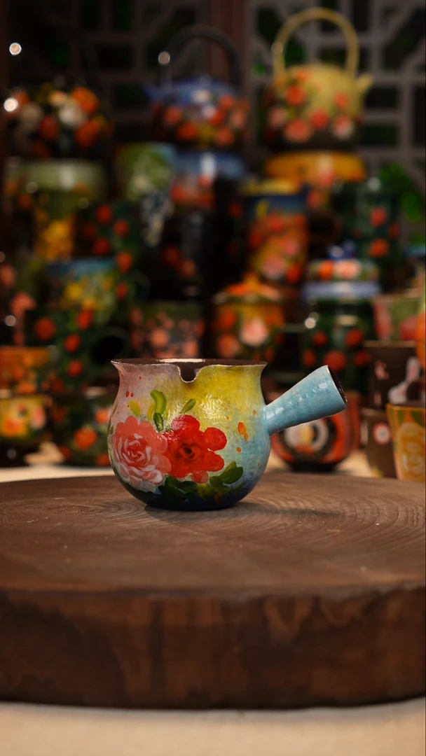 紫砂油画手绘釉下彩