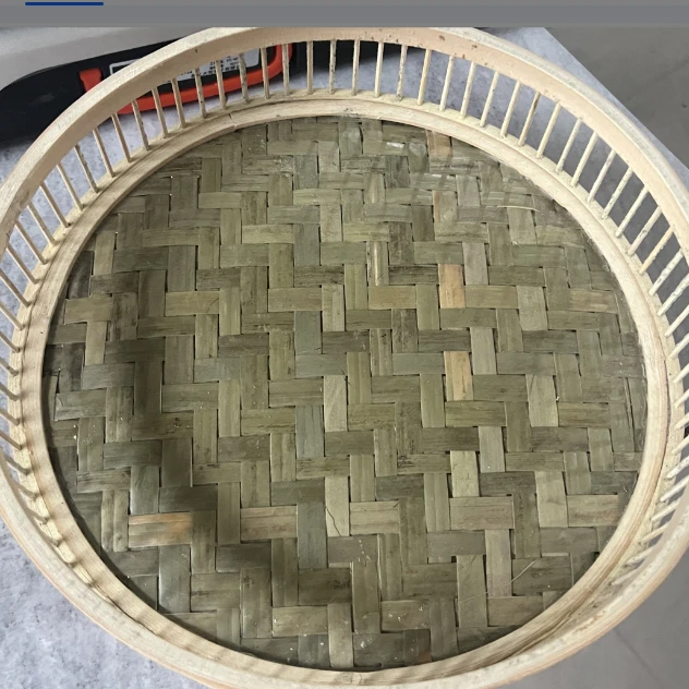 手工复古中式25cm竹编圆形平盘大容量实用美观可收纳