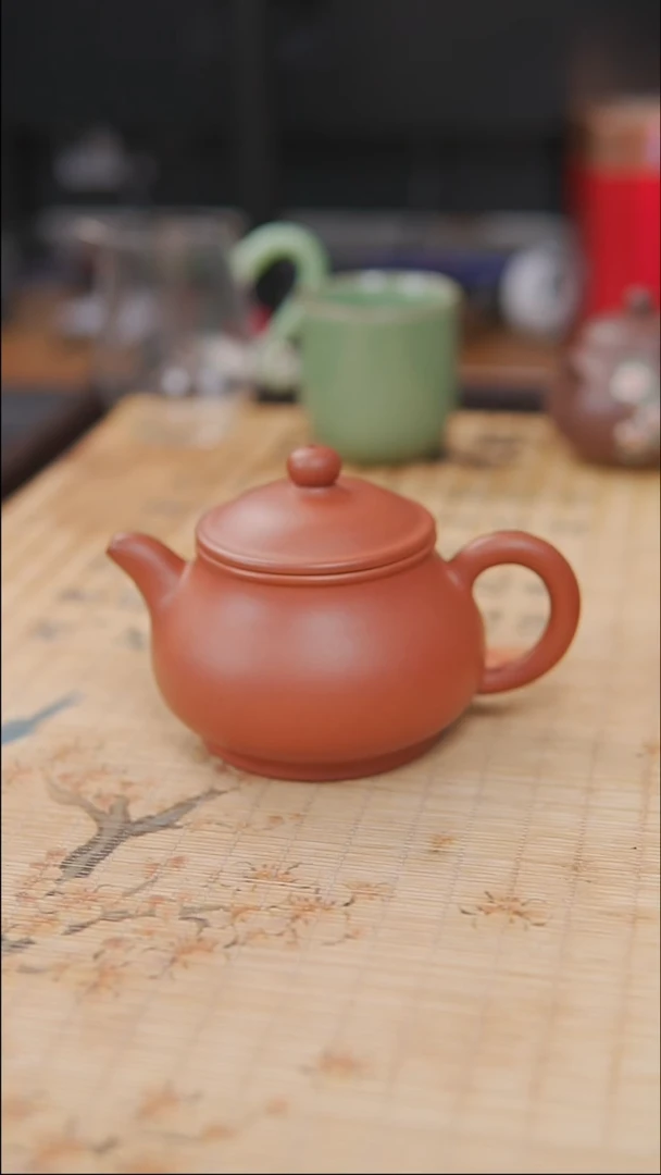 茶壶紫砂红清水泥   半手工  潘壶