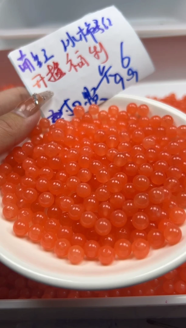 南红玛瑙未镶嵌颈饰w87冰柿子红南红6mm*50颗