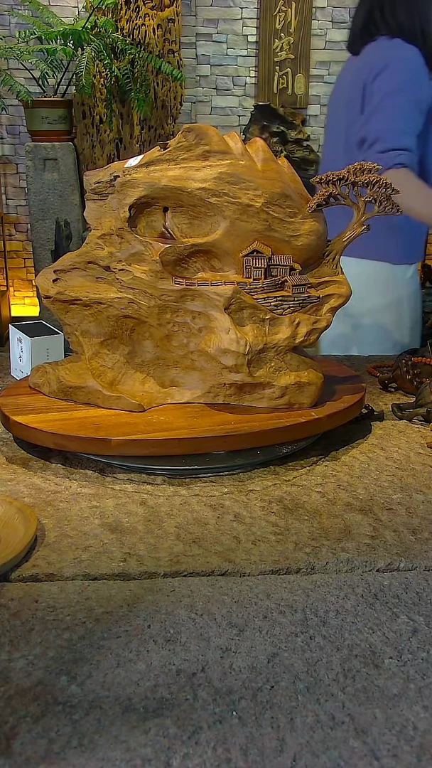 木香樟木山水摆件