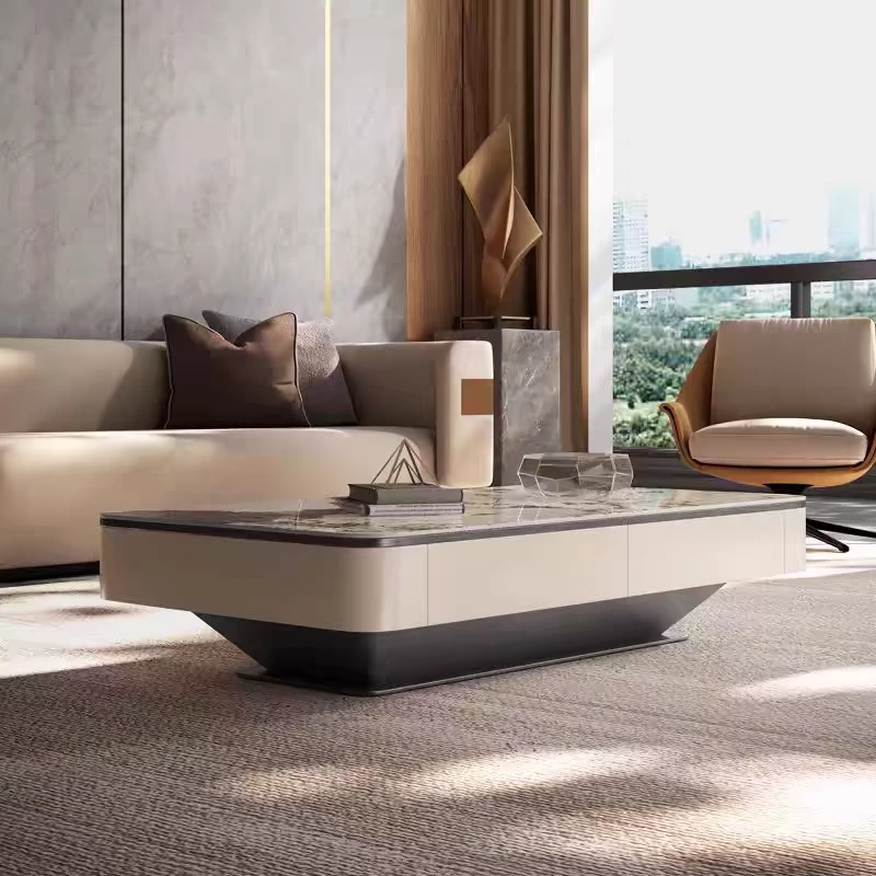 梵隶 2025新款茶几 高端现代客厅家用长方形超晶石轻奢茶几烤漆