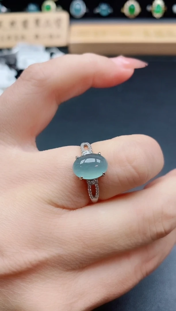 银S925镶嵌戒指翡翠1