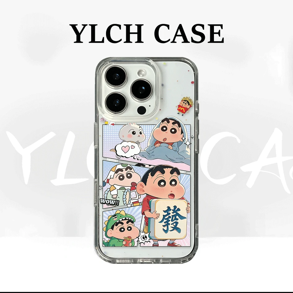 亚克力磁吸手机壳卡通15可爱12保护套11ins风拼贴小新适用苹果16