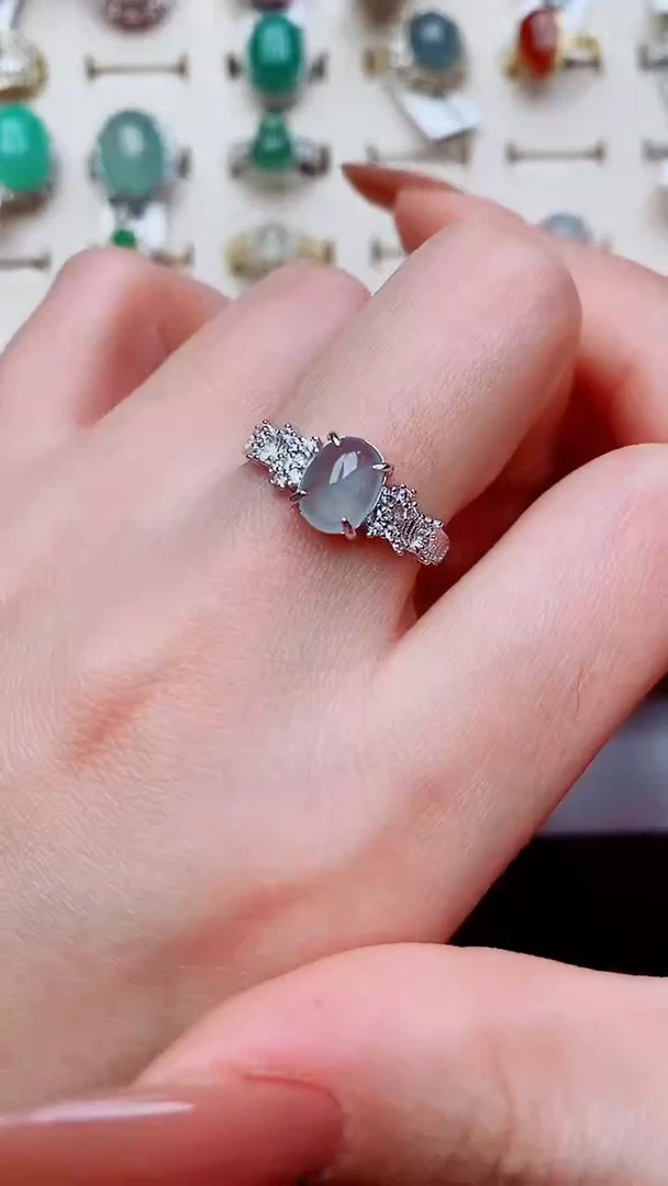 银S925镶嵌戒指翡翠...