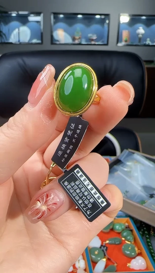 银S925镶嵌戒指和田玉1