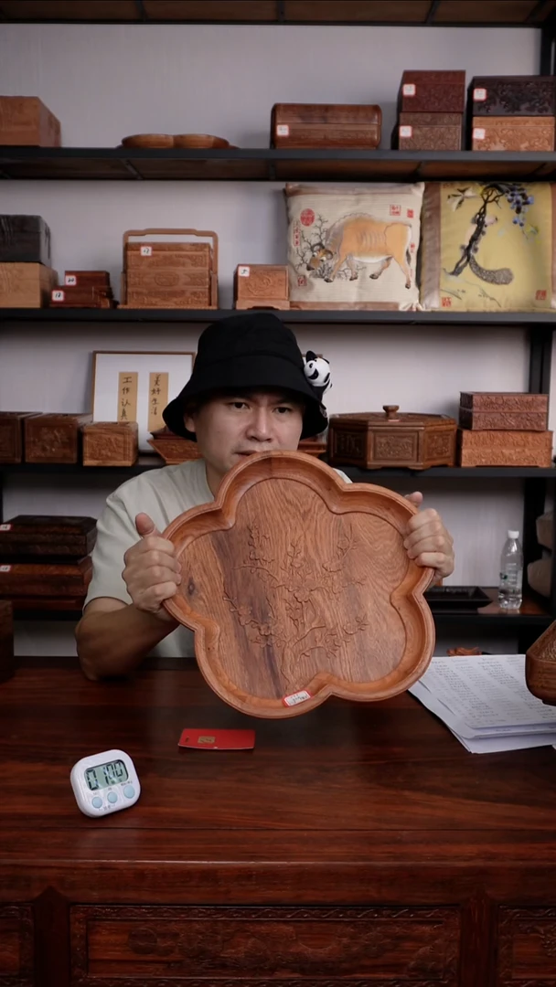 国****司DZ1022A1M38寒梅映月图五瓣盘大