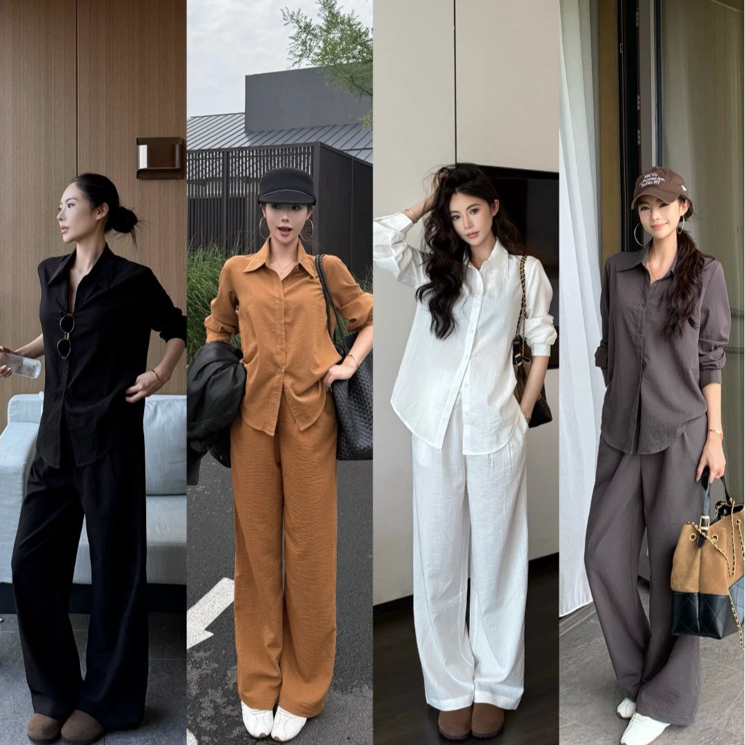 气质老钱风法式气质秋季秋冬森系时尚衬衫套装高腰休闲复古开衫