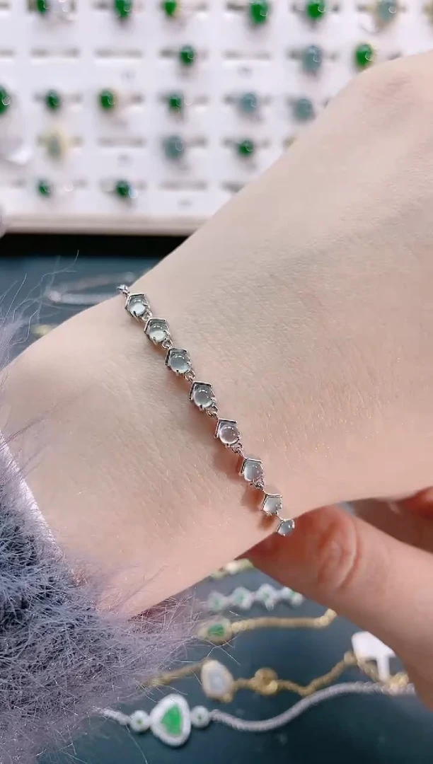 【闪购商品】翡翠手链银S925镶嵌天然翡翠