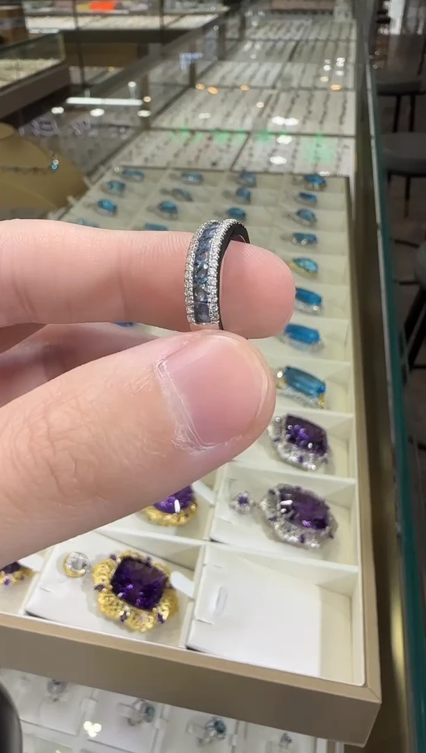 戒指蓝宝石银S925镶嵌5mm戒指设计款