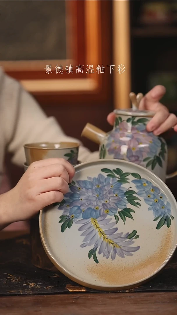 陶瓷景德镇高温釉下手绘陶瓷@L690@