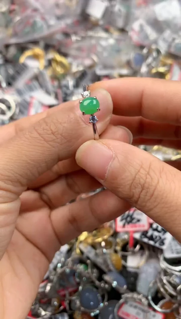 银S925镶嵌戒指翡翠1111----3