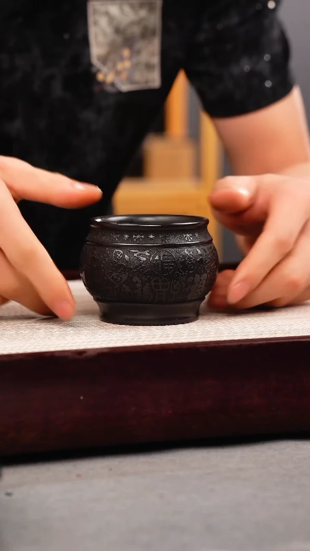 茶杯紫砂石黄百福主人杯