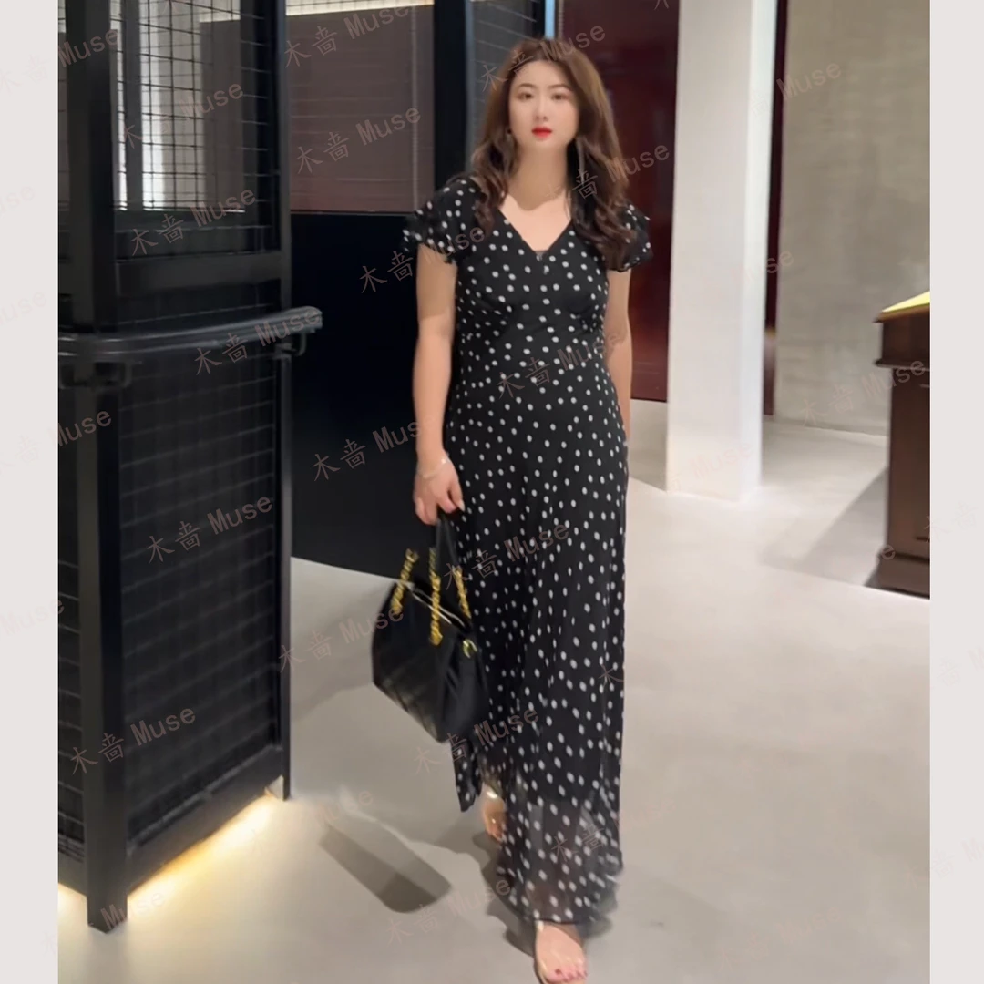 【黑波点】新款斜裁收腰显瘦女装连衣裙轻奢气质法式流光风黑色波点