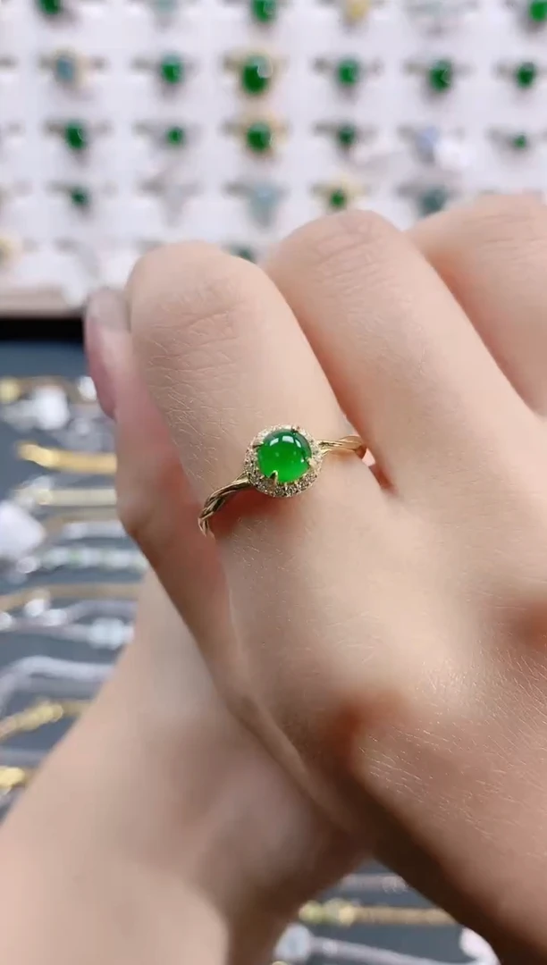 【闪购商品】翡翠戒指银S925镶嵌天然翡翠