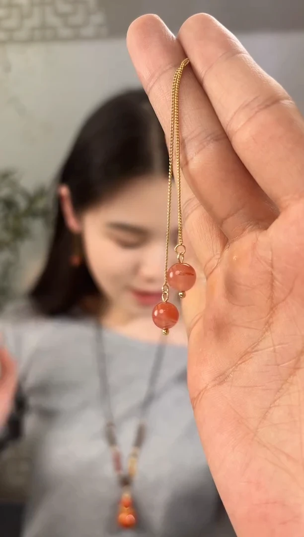 未镶嵌耳饰玛瑙/玉髓【南红】耳线