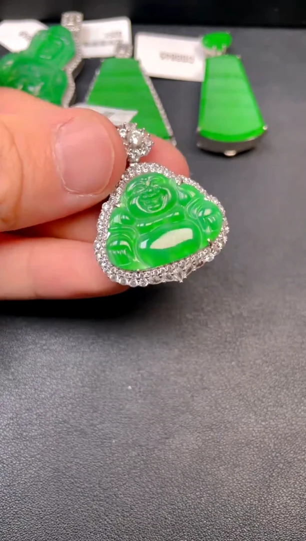 银S925镶嵌挂件翡翠吊坠