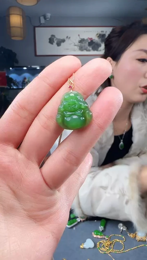 【闪购商品】和田玉吊坠(不含链)18K金镶嵌1