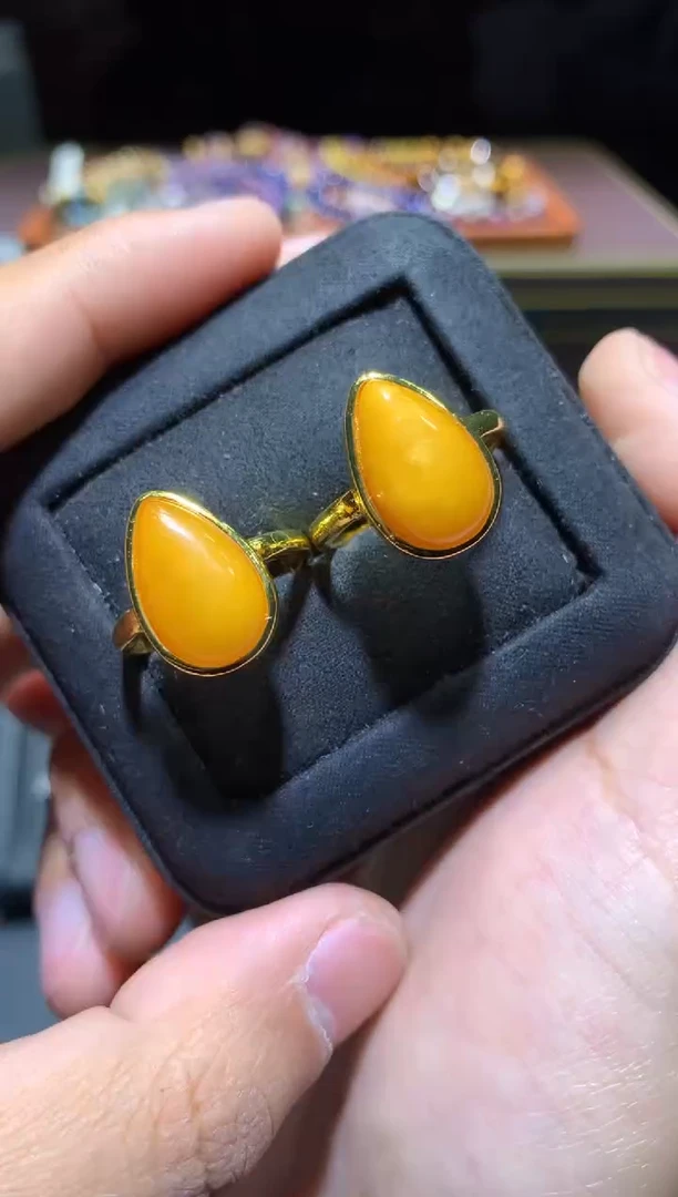 【闪购商品】琥珀戒指未镶嵌T97【多样性发其一】