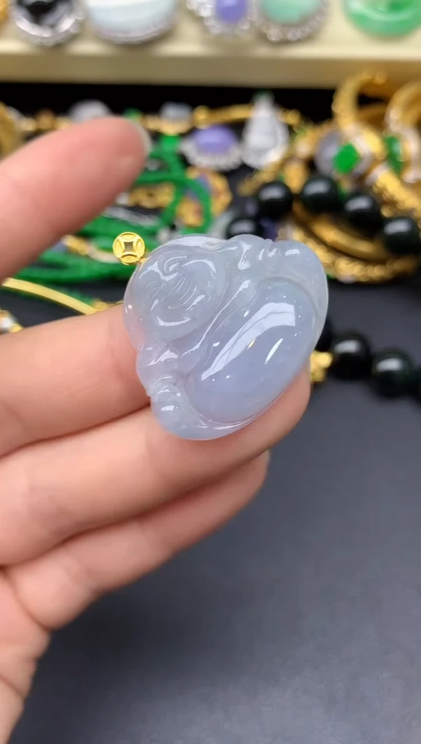 颈饰18K金镶嵌翡翠85-雪姐翡翠天天见