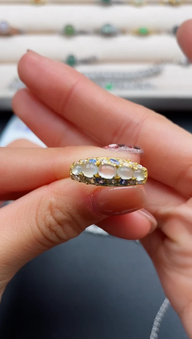 银S925镶嵌戒指翡翠777777+9