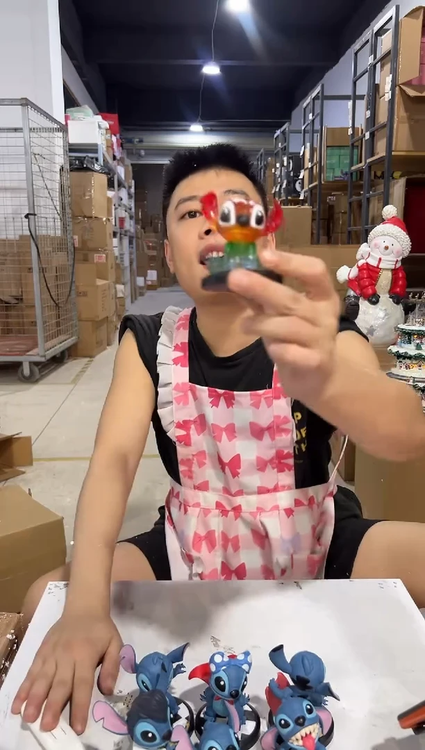 瓷片搪胶史迪仔盲盒摆件7件套微瑕没冰激凌