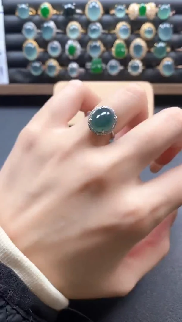 银S925镶嵌戒指翡翠51511