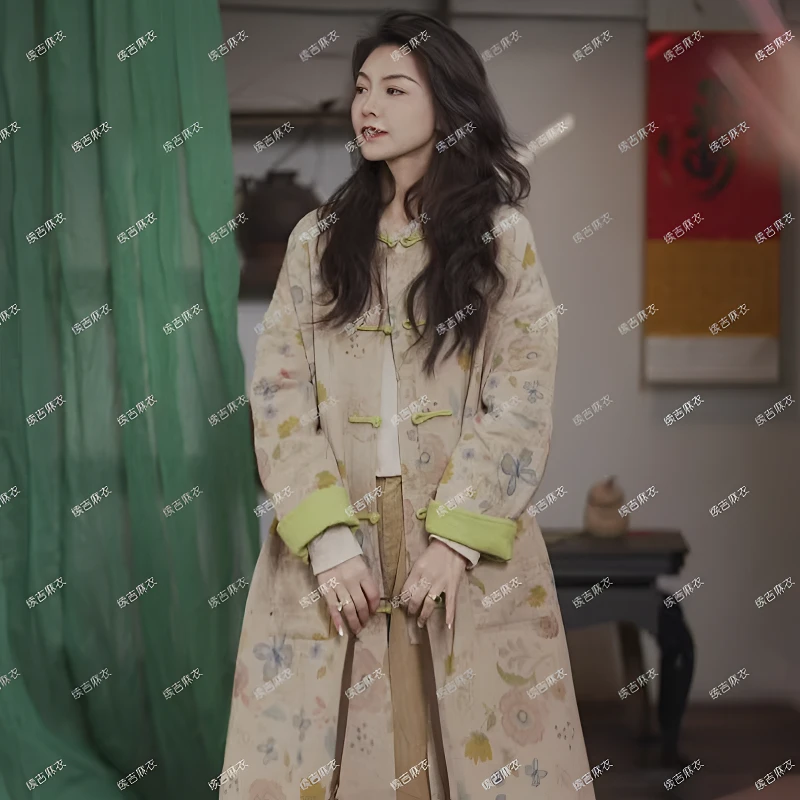 春-原创设计25-18【春意盎然】亚麻复古国风气质款大衣