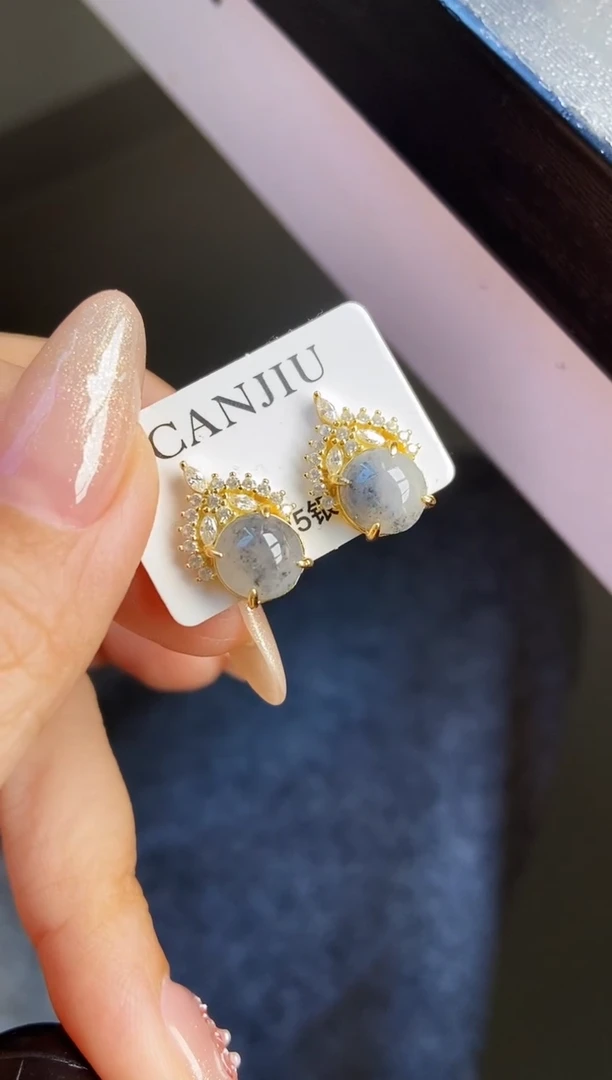 银S925镶嵌翡翠耳饰12