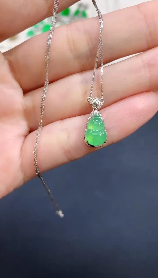 翡翠18K金镶嵌套链葫芦|2980